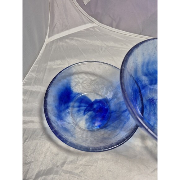 Bormioli Rocco Murano Cobalt Blue Swirl 5.5" Fruit Dessert Bowls Italy Set/6 - Picture 5 of 6